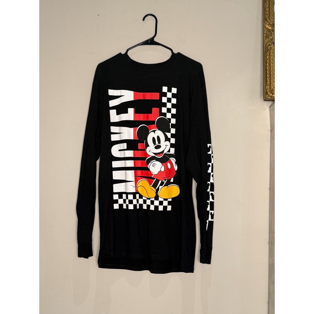 Disney Mickey Mouse Long Sleeve‎ Graphic Tee Black XL Menswear Comfy pullon